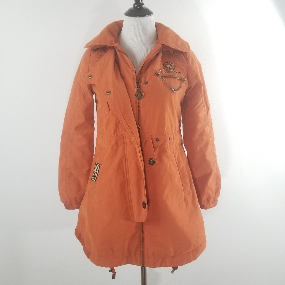 Eral burnt orange long jacket S hoodie zippper